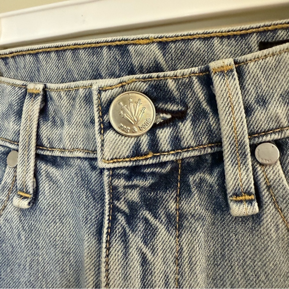 RAG & BONE High Rise Distressed Cigarette Madison Jeans with Holes 25 - Picture 8 of 13